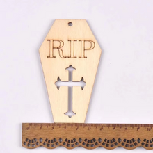 Load image into Gallery viewer, Halloween Wooden Pendant Slices for DIY Crafts and Party Decor, Natural Wood Discs 2.3–4 in, Set of 10
