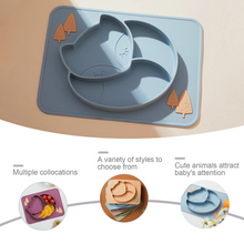 Load image into Gallery viewer, Baby Silicone Dinner Plate with Cartoon Fox Design
