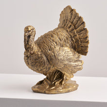 Load image into Gallery viewer, Bronzed Polyresin Turkey Figurine with Antique Finish for Fall Table Decor
