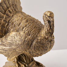 Load image into Gallery viewer, Bronzed Polyresin Turkey Figurine with Antique Finish for Fall Table Decor
