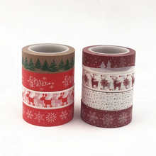 Load image into Gallery viewer, Christmas Washi Tape with Snowflake and Reindeer Designs for Holiday Crafts
