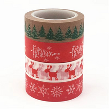 Load image into Gallery viewer, Christmas Washi Tape with Snowflake and Reindeer Designs for Holiday Crafts
