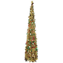 Load image into Gallery viewer, Collapsible Sequin Tinsel Christmas Tree 5 ft Reusable Artificial Holiday Decoration
