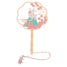 Load image into Gallery viewer, Metal Tassel Calligraphy Bookmark – Chinese Style Fan Design for Books and Journals
