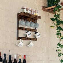 Load image into Gallery viewer, Wall Mounted Coffee Mug Holder Rack with 12 Hooks and Storage Shelf
