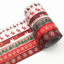 Load image into Gallery viewer, Christmas Washi Tape with Snowflake and Reindeer Designs for Holiday Crafts
