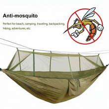 Load image into Gallery viewer, 2-Person Outdoor Hammock with Mosquito Net, Portable Parachute Fabric Camping Bed
