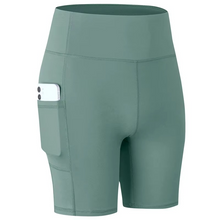 Load image into Gallery viewer, Women's High Waist Yoga Shorts with Pocket
