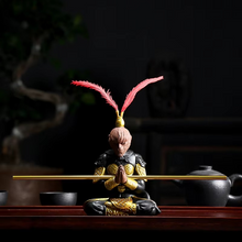 Load image into Gallery viewer, Purple Clay Monkey King Tea Pet Lucky Buddha Statue Feng Shui Ornament
