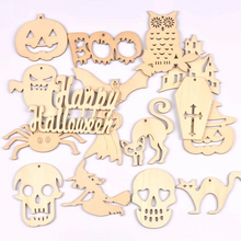 Load image into Gallery viewer, Halloween Wooden Pendant Slices for DIY Crafts and Party Decor, Natural Wood Discs 2.3–4 in, Set of 10
