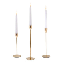 Load image into Gallery viewer, Modern Metal Gold Candlestick Holders for Wedding and Home Decor
