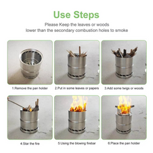 Load image into Gallery viewer, Portable Stainless Steel Wood Burning Camping Stove - Lightweight Outdoor Cooker for Travel and BBQ
