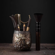 Load image into Gallery viewer, Dragon Gilt Ceramic Tea Set with Pottery Canister and Lotus Pot for Traditional Tea Ceremony
