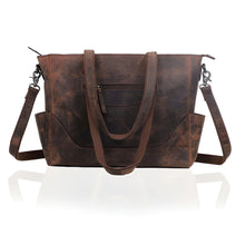Load image into Gallery viewer, Buffalo Leather Tote Bag Vintage Brown

