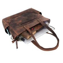 Load image into Gallery viewer, Buffalo Leather Tote Bag Vintage Brown
