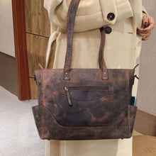 Load image into Gallery viewer, Buffalo Leather Tote Bag Vintage Brown
