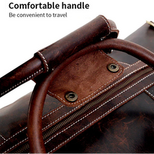 Load image into Gallery viewer, French Leather Duffel Bag, Full Grain Travel Bag for Men Brown
