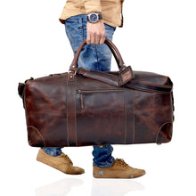 Load image into Gallery viewer, French Leather Duffel Bag, Full Grain Travel Bag for Men Brown
