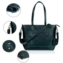 Load image into Gallery viewer, Buffalo Leather Crossbody Laptop Tote Bag, Green
