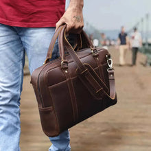 Load image into Gallery viewer, Buffalo Leather Briefcase Laptop Bag 16 Inch
