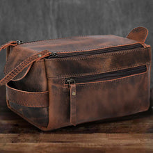 Load image into Gallery viewer, Wyoming Leather Toiletry Dopp Kit, Full Grain Buffalo Leather Travel Organizer
