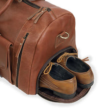Load image into Gallery viewer, Mars Leather Duffel Bag for Men, Buffalo Leather Tan Travel Bag
