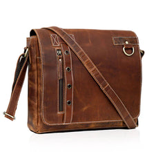 Load image into Gallery viewer, Jupiter Leather Messenger Bag, Full Grain Buffalo Leather Laptop Satchel
