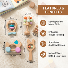 Load image into Gallery viewer, Natural Wood Rattle Gift Set for Baby Sensory Play
