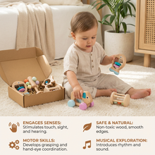 Load image into Gallery viewer, Natural Wood Rattle Gift Set for Baby Sensory Play
