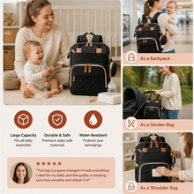 Load image into Gallery viewer, 3 in 1 Travel Diaper Backpack with Foldable Baby Bed in Eight Colors
