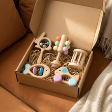 Load image into Gallery viewer, Natural Wood Rattle Gift Set for Baby Sensory Play
