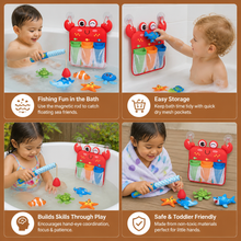 Load image into Gallery viewer, Magnetic Fishing Bath Toy with Floating Sea Creatures and Mesh Storage Net
