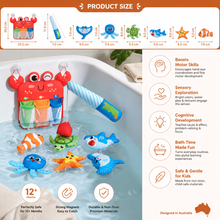 Load image into Gallery viewer, Magnetic Fishing Bath Toy with Floating Sea Creatures and Mesh Storage Net

