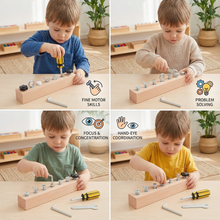 Load image into Gallery viewer, Montessori Wooden Screw and Nut Toy for Fine Motor Skill Practice

