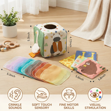 Load image into Gallery viewer, Montessori Baby Sensory Tissue Box with Soft Crinkle Tissues for Touch Play
