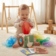 Load image into Gallery viewer, Montessori Baby Sensory Tissue Box with Soft Crinkle Tissues for Touch Play
