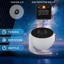 Load image into Gallery viewer, Galaxy Projector with 360 Degree Rotation and 12 Film Discs, Adjustable Focus
