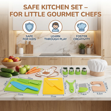 Load image into Gallery viewer, Kids Play Kitchen Tool Set with Child Safe Utensils for Pretend Cooking
