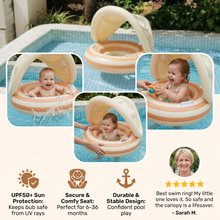 Load image into Gallery viewer, Inflatable Baby Swim Ring with Removable Sun Canopy and Retro Lollipop Design for Pool Play
