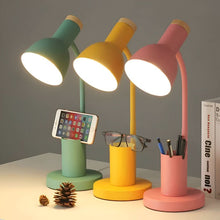 Load image into Gallery viewer, Modern LED Desk Lamp with Pen Holder, Three Light Colors and Adjustable Head in 4 Colors
