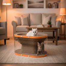 Load image into Gallery viewer, Cardboard Cat Scratching Board with Nest Resting Area and Corrugated Texture, 17.7 Inches
