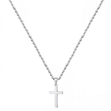 Load image into Gallery viewer, Stainless Steel Cross Pendant Necklace with Silver Link Chain and Hook Closure
