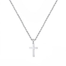 Load image into Gallery viewer, Stainless Steel Cross Pendant Necklace with Silver Link Chain and Hook Closure
