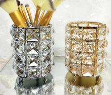 Load image into Gallery viewer, Makeup Brush Holder with Crystal Beads and Stainless Steel Frame, Gold or Silver
