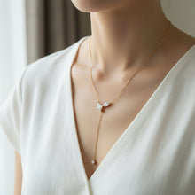Load image into Gallery viewer, Moissanite Marquise Lariat Necklace with Sterling Silver Tassel and Adjustable Drop, D Color VVS1
