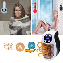 Load image into Gallery viewer, Mini Electric Space Heater, Portable Ceramic Plug-In Heater with Thermostat and Timer
