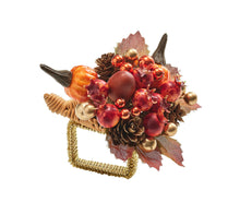 Load image into Gallery viewer, Cornucopia Napkin Ring with Raised Berries and Pumpkins, Set of 4
