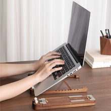 Load image into Gallery viewer, Walnut Adjustable Laptop Stand, 8 Height Portable Holder
