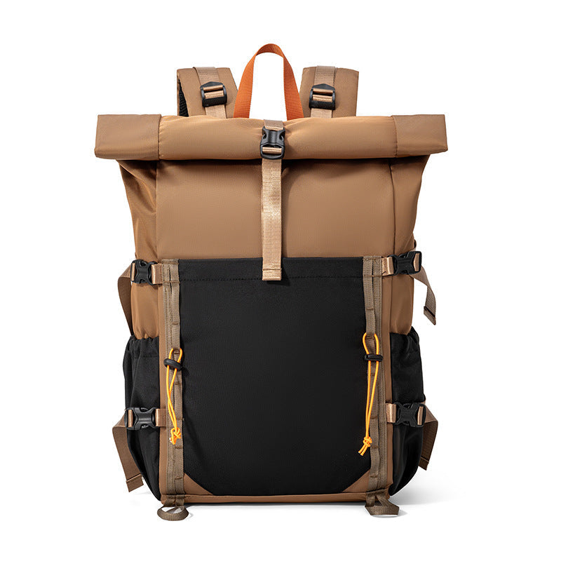 Rolltop Hiking Backpack with Water Resistant Fabric and Padded Back Panel
