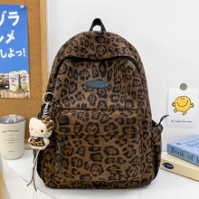 Load image into Gallery viewer, Leopard Print Backpack with Multiple Compartments and Adjustable Straps
